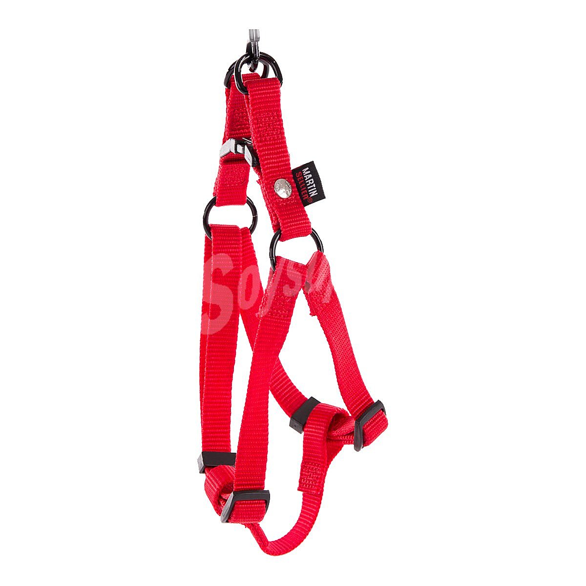 Arnés de nylon rojo para perros pequeños modelo Baudrier medidas 1,5 cm-33/50cm