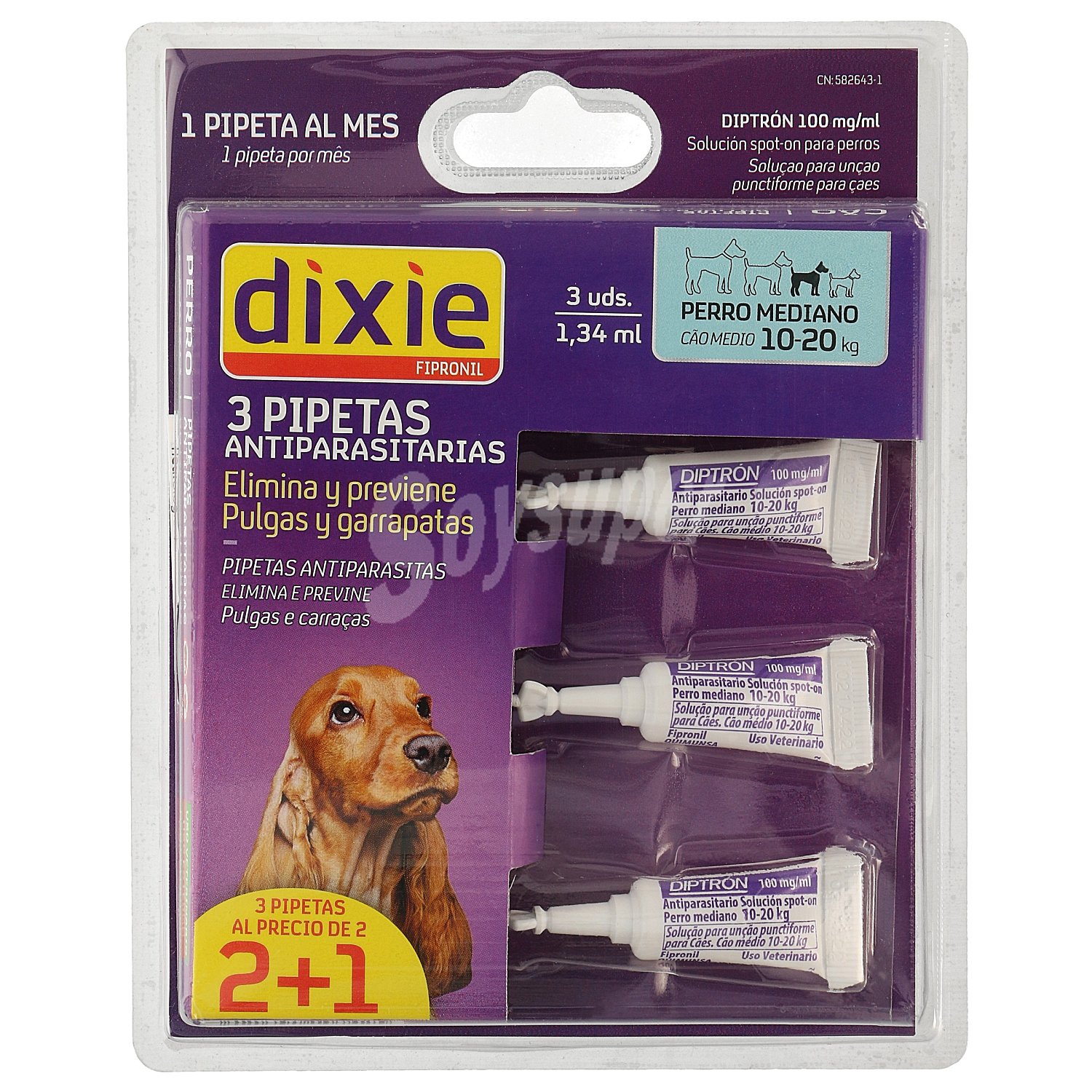 Pipeta antiparasitaria para perros medianos