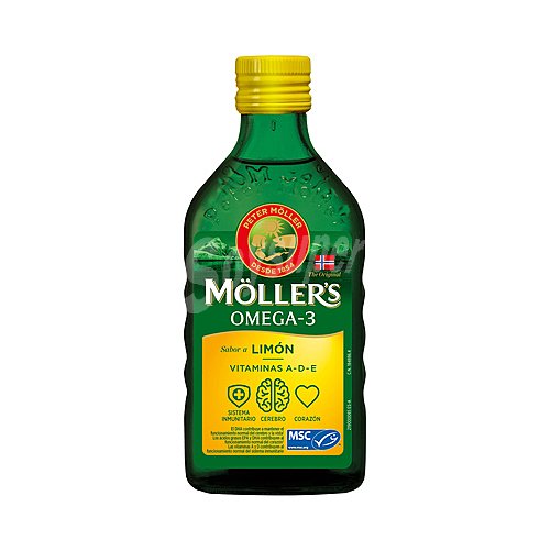 Möller's Aceite de hígado de bacalao con sabor a limón möller's