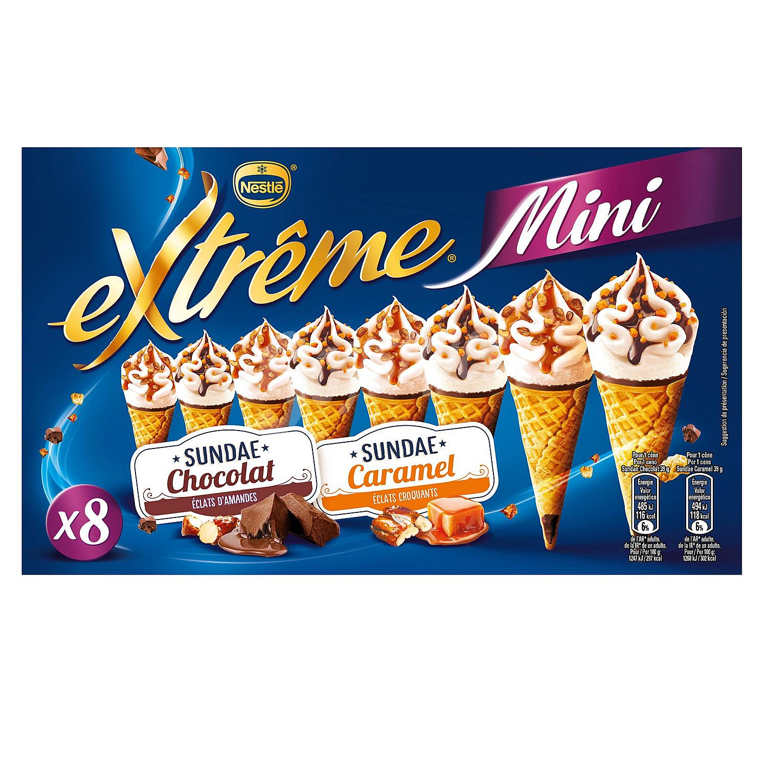 Conos con helado de chocolate y caramelo Extreme Mini Sundae