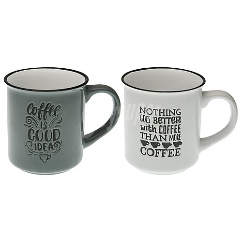 Taza de porcelana con asa decorada con frases, , QUO