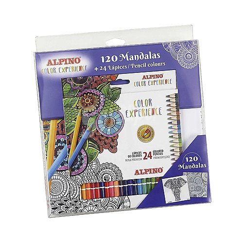 Set libro 120 mandalas + 24 lapices color experience, alpino.