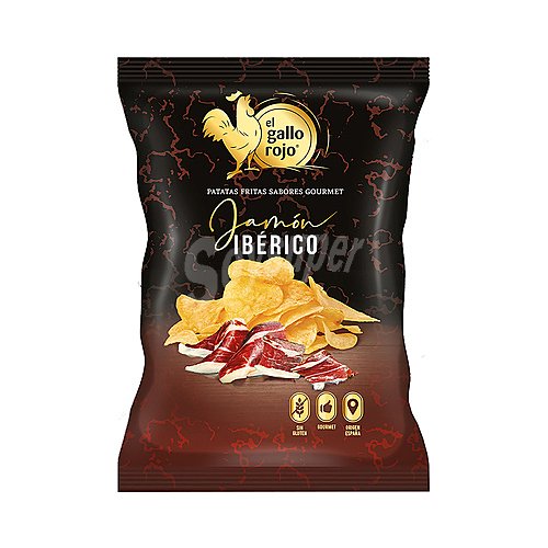 EL gallo rojo Patatas fritas gourmet, sabor jamón Ibérico EL gallo rojo