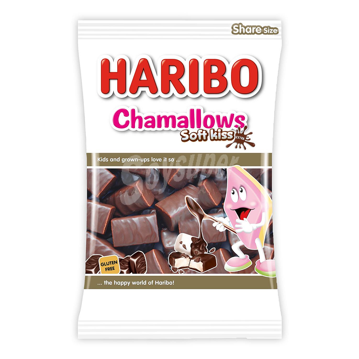 Nubes de goma con chocolate Chamallows Soft Kiss Haribo sin gluten