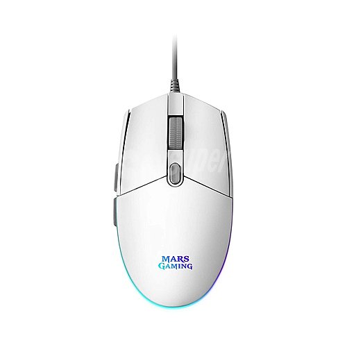 Ratón gaming mars gaming MMG blanco, Iluminación Rgb, 3200Dpi, switches mecánicos