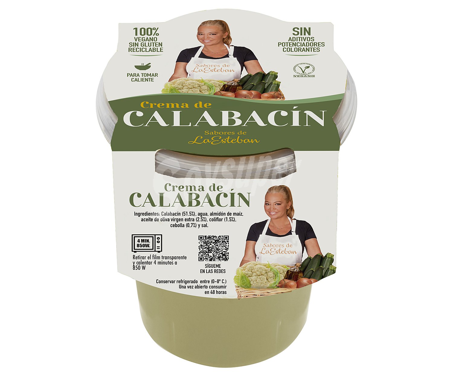 Crema de calabacín, lista para calentar y comer