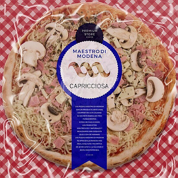 Capricciosa Premium individual pizza de fiambre de cerdo, champiñón y queso provolone modena