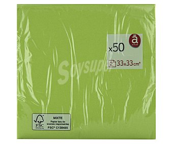 Servilletas de papel desechables verdes 2 capas 33 x33 cm.