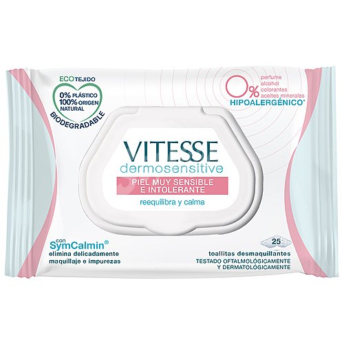 Vitesse Toallitas limpiadoras y desmaquilladoras, especiales pieles muy sensibles e intolerantes vitesse Dermosensitive