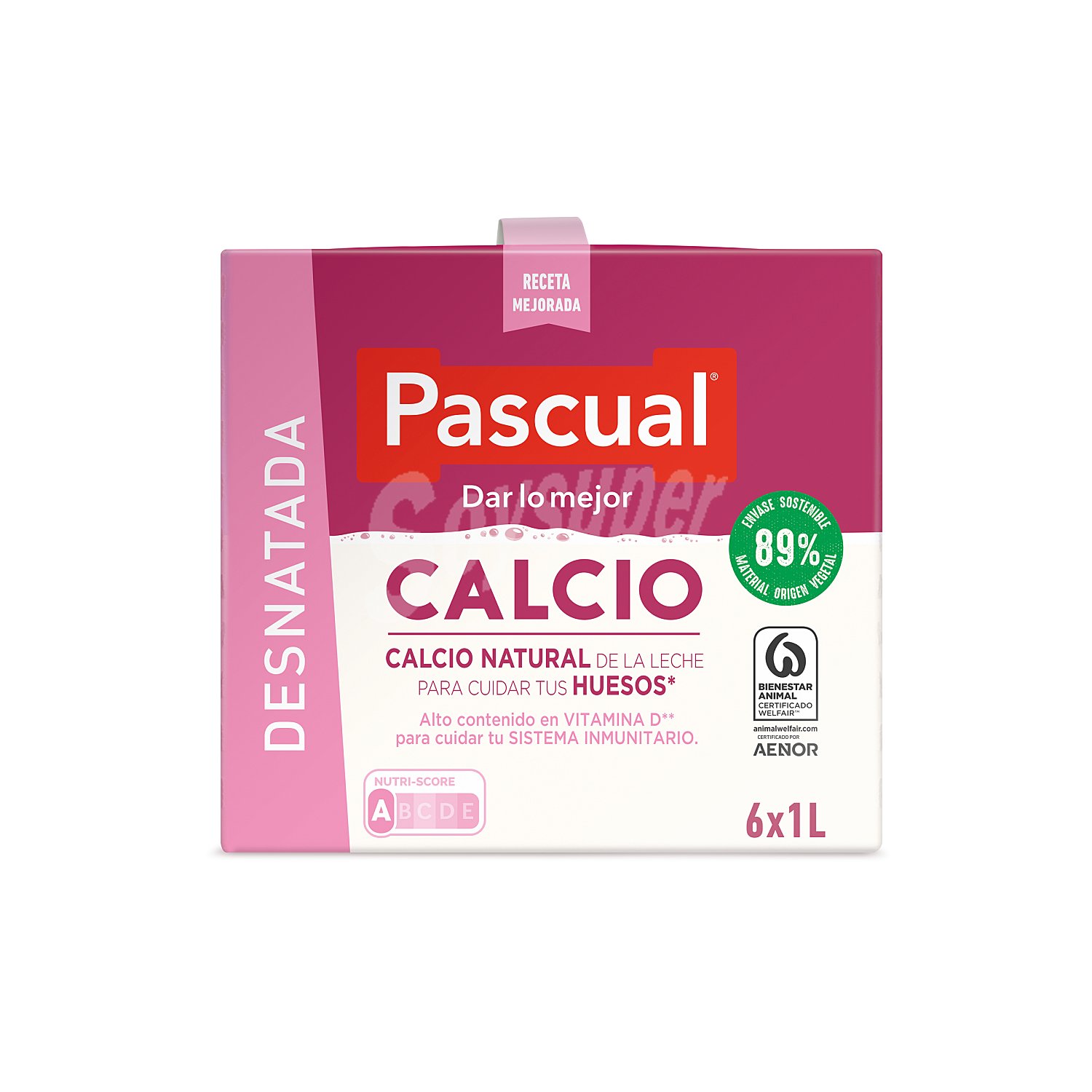 Leche desnatada calcio Pascual brik