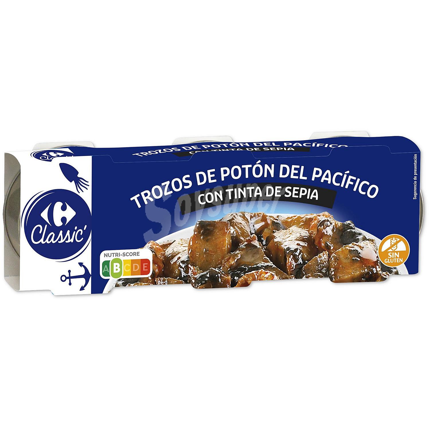 Trozos de potón con tinta de sepia Classic Carrefour sin gluten