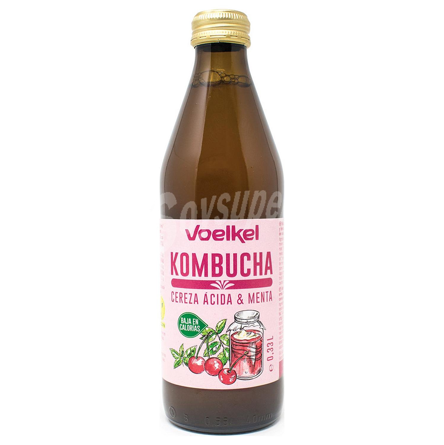 Kombucha cereza ácida y menta ecológica Voelkel