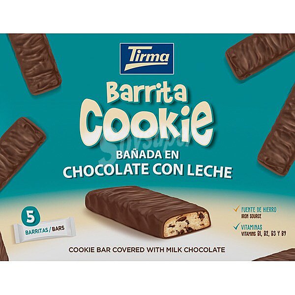 Barrita cookie bañada en chocolate con leche