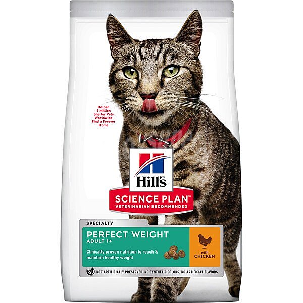 Science plan perfect weight adult pienso especial para gatos adultos +1 año para que alcancen un peso saludable con sabor a pollo