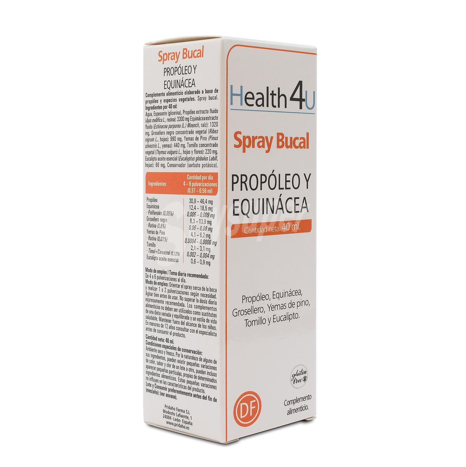 Complemento alimenticio propóleo y equinácea en spray bucal Health cin gluten y sin lactosa 40 ml