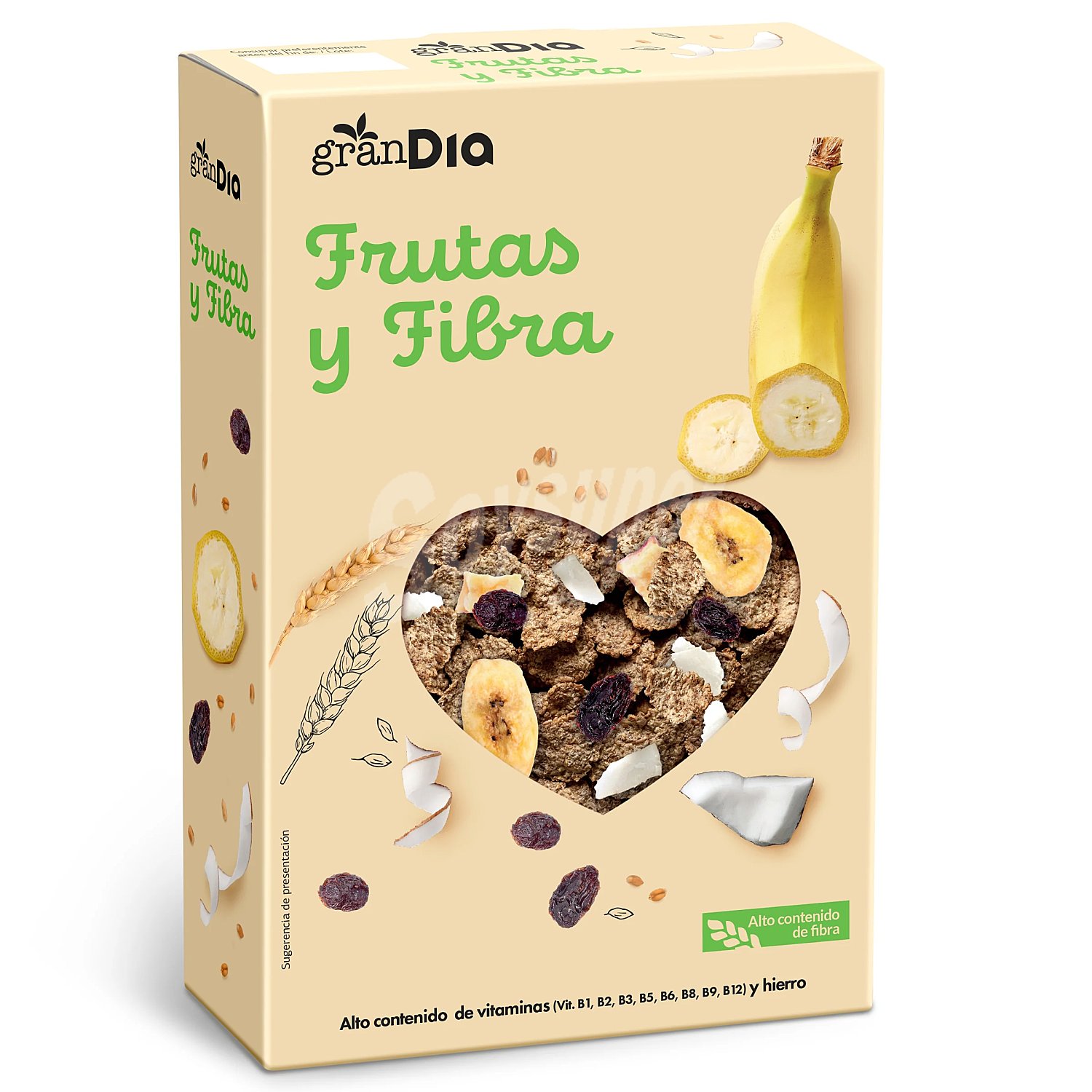 Cereales copos de trigo con fruta y fibra Gran Dia