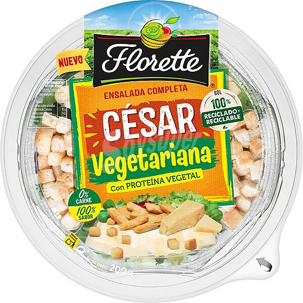 Ensalada Completa César Vegetariana con proteína vegetal