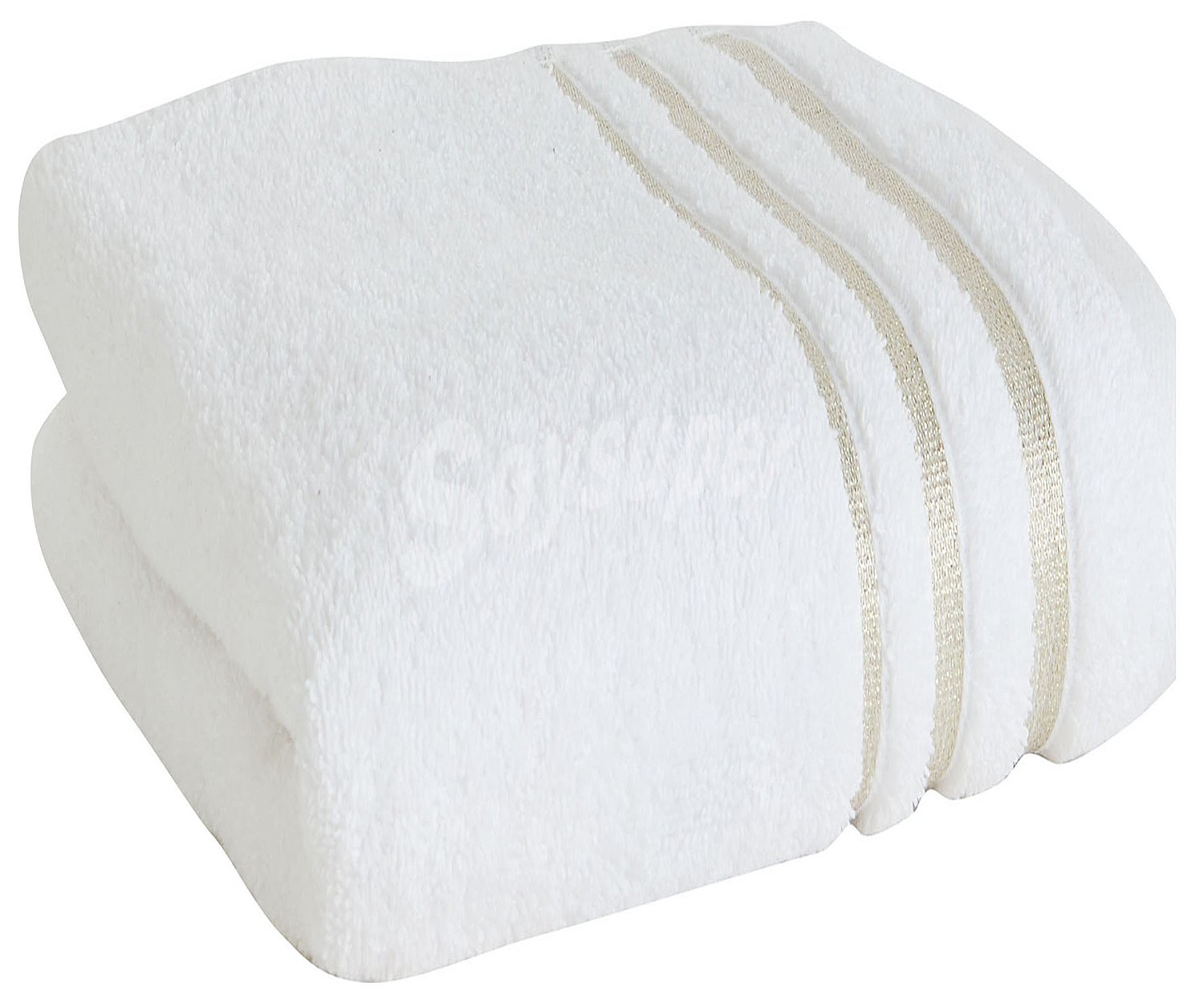 Toalla baño 100% algodón color blanco con cenefa lurex, 500g/m² actuel.