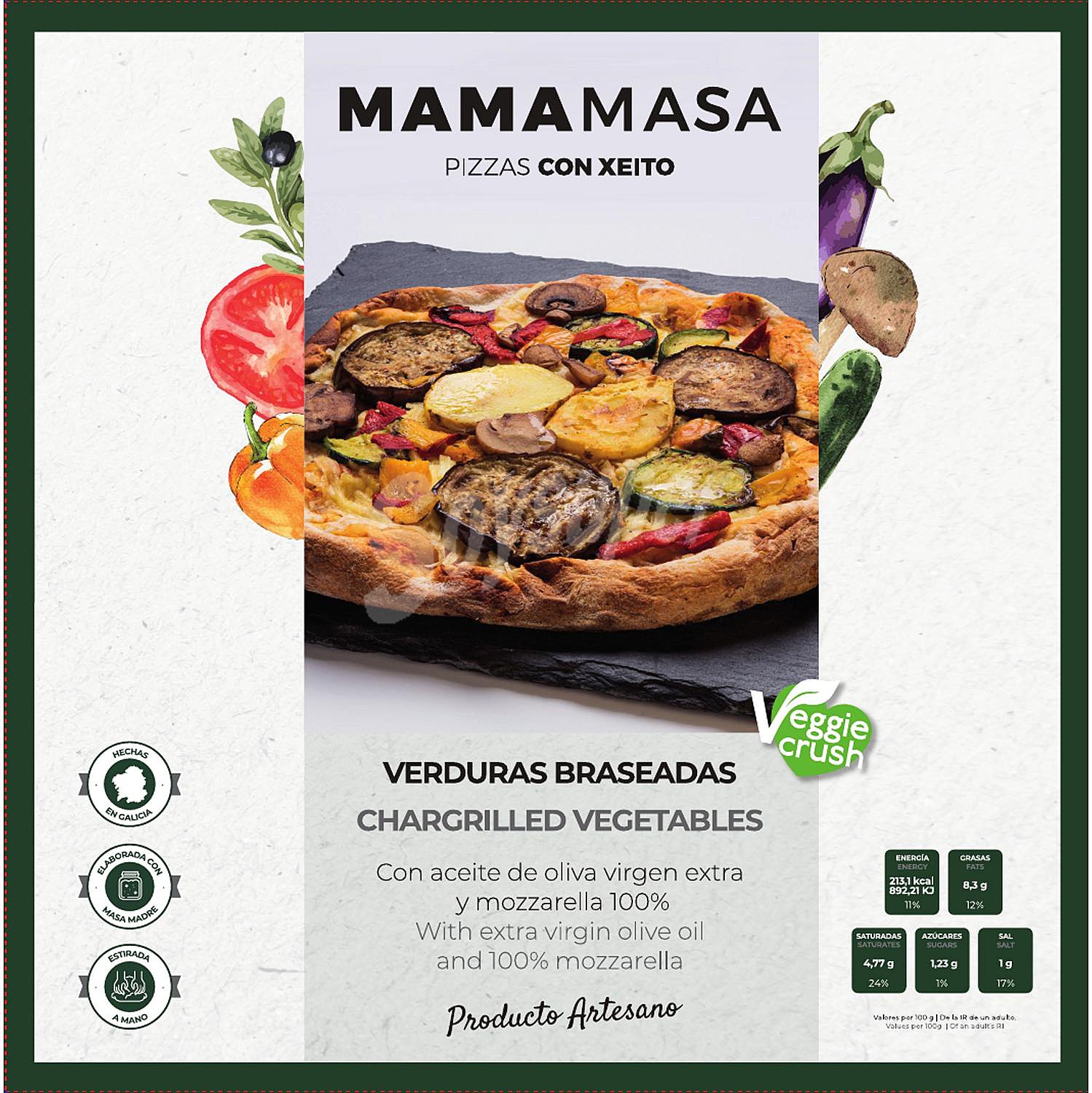 Pizza vegetariana de verduras braseadas Mamamasa