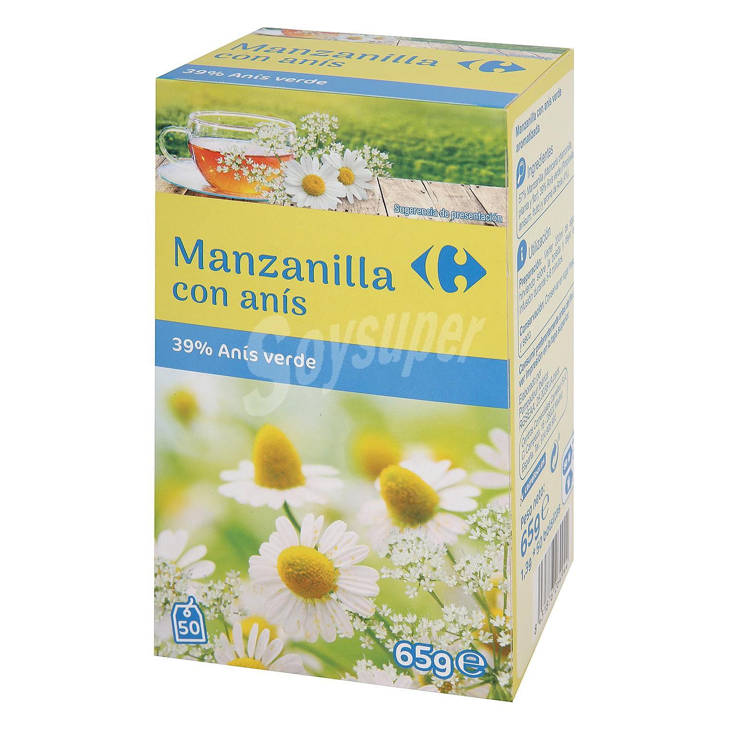 Manzanilla con anís en bolsitas Carrefour