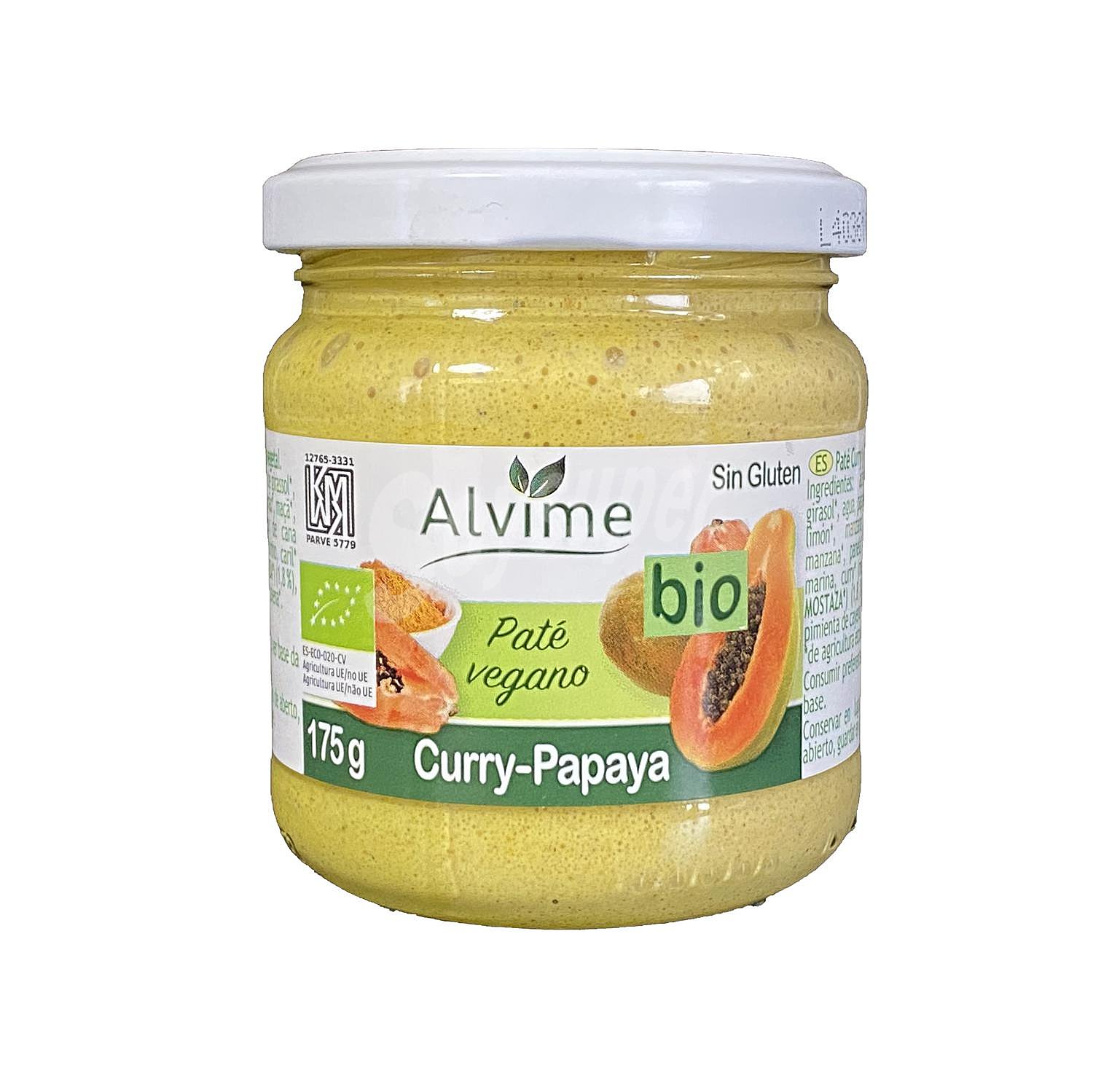 Paté vegano de curry y papaya ecológico Alvime