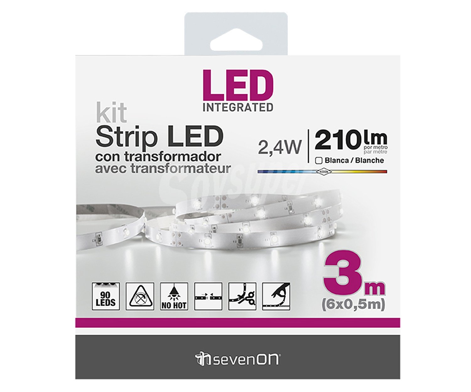 Tira de 90 leds luz blanca efecto de luz difusa, 210 lumens, 2.4W dayron