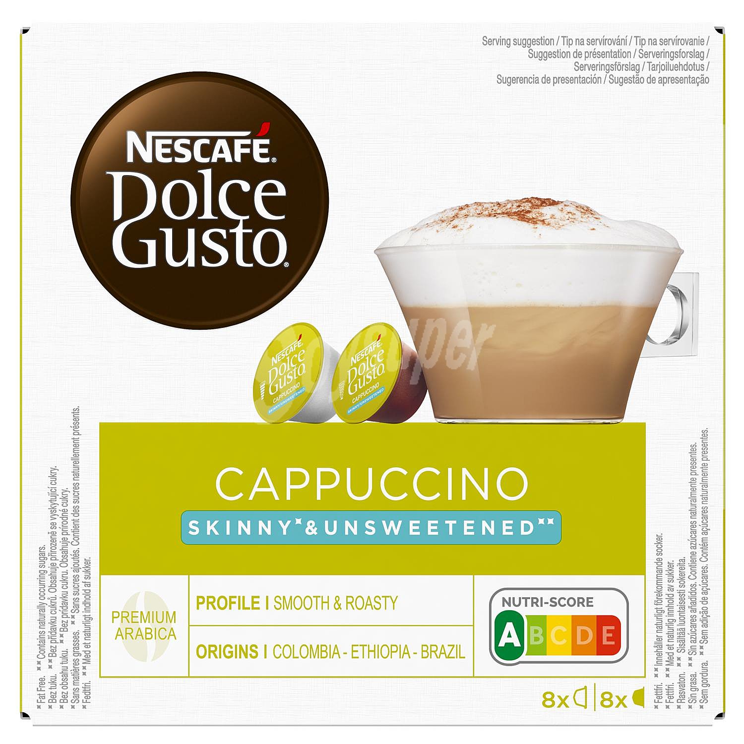 Café cappuccino light en cápsulas Nescafé Dolce Gusto