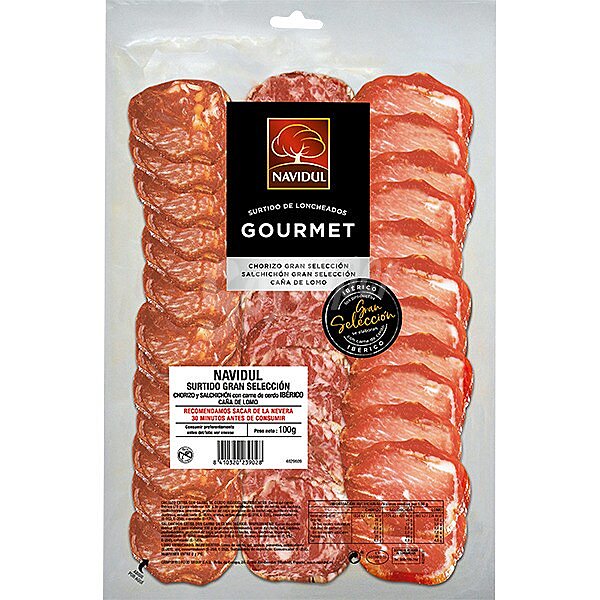 Surtido Gourmet Gran Selección chorizo + salchichón extra ibéricos + lomo embuchado en lonchas sin gluten