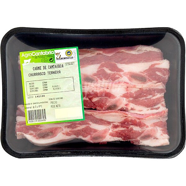 Ternera churrasco IGP Carne de Cantabria peso aproximado bandeja 270 G