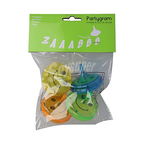 Pack de 4 trompos para relleno de piñatas, PARTYGRAM.