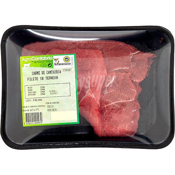 Ternera filetes de 1ª B IGP Carne de Cantabria peso aproximado bandeja 280 G