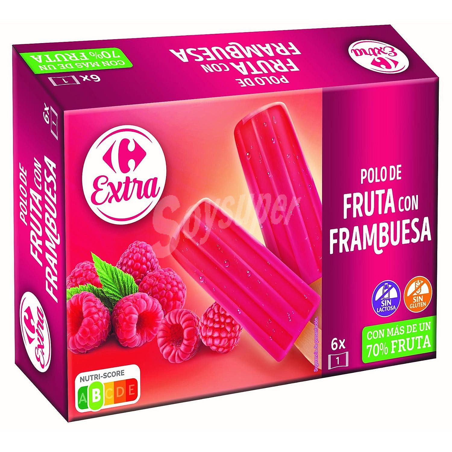 Helado de fruta con frambuesa sin gluten sin lactosa