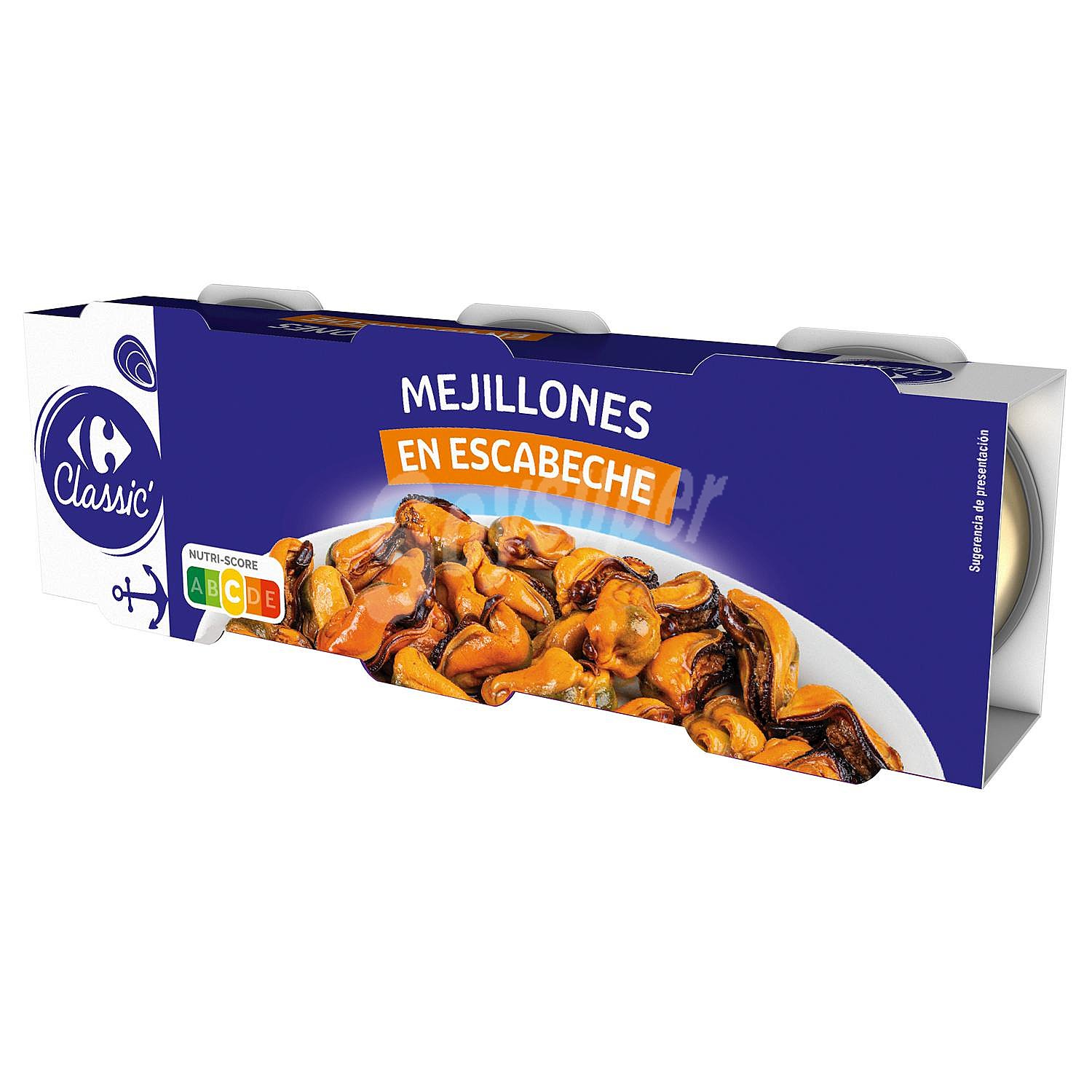 Mejillones en escabeche 16/20 Classic Carrefour sin gluten