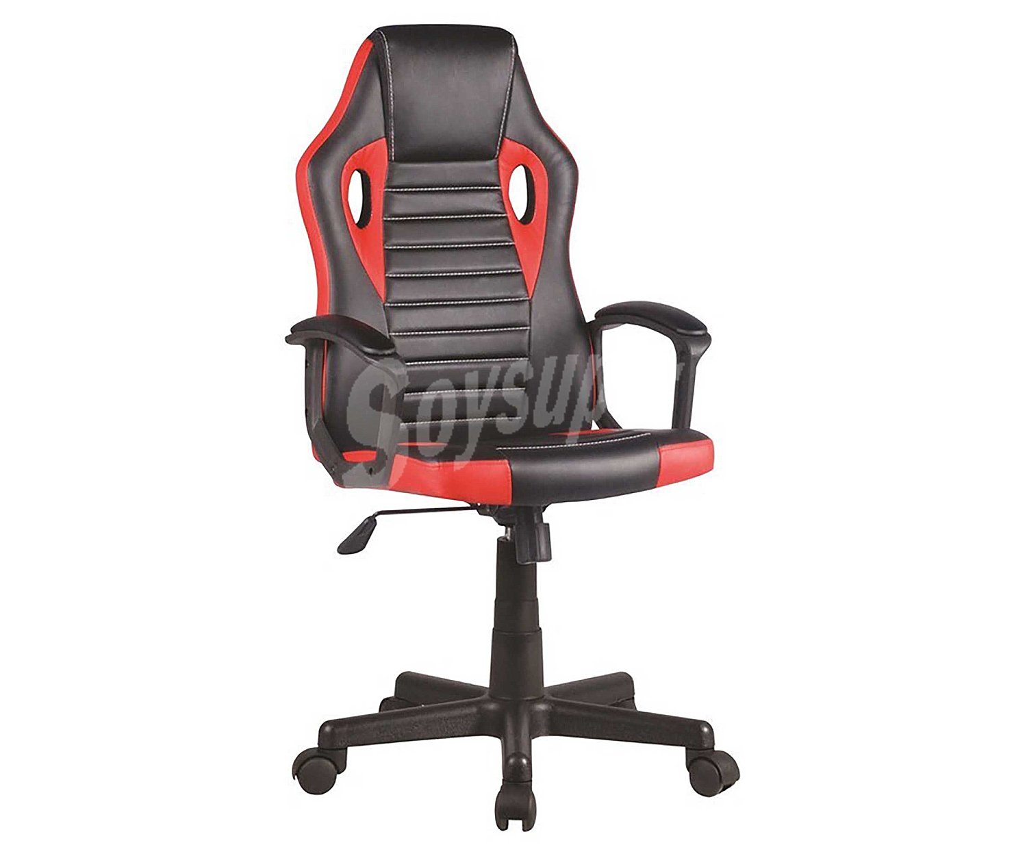 Silla Gaming con mecanismo de gas con base de nailon y reposabrazos, decoración.