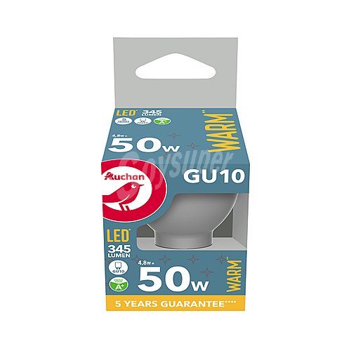 Bombilla Led GU10, 4,8W=50W, luz cálida, 345lm, producto alcampo