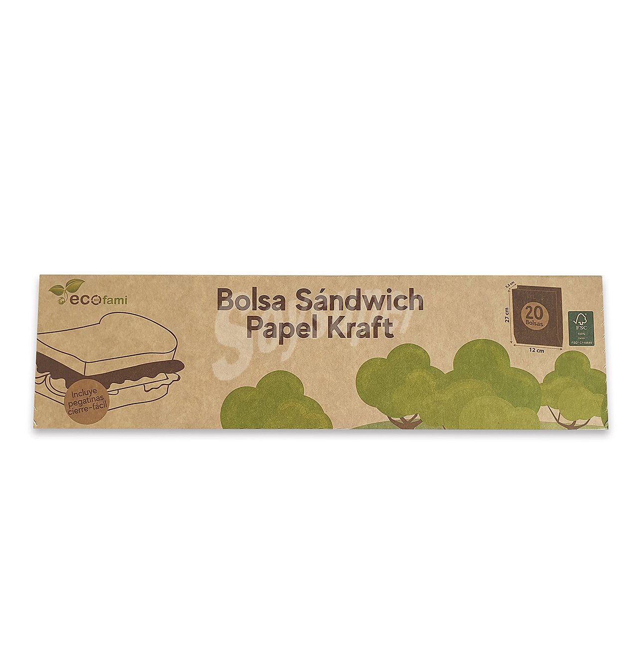 Bolsa eco fami sandwich kraft