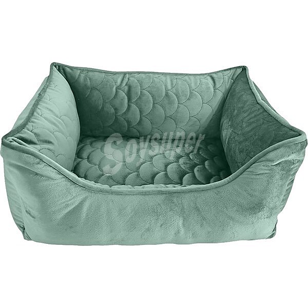 Cama para perros y gatos de terciopelo verde 46x37 cm