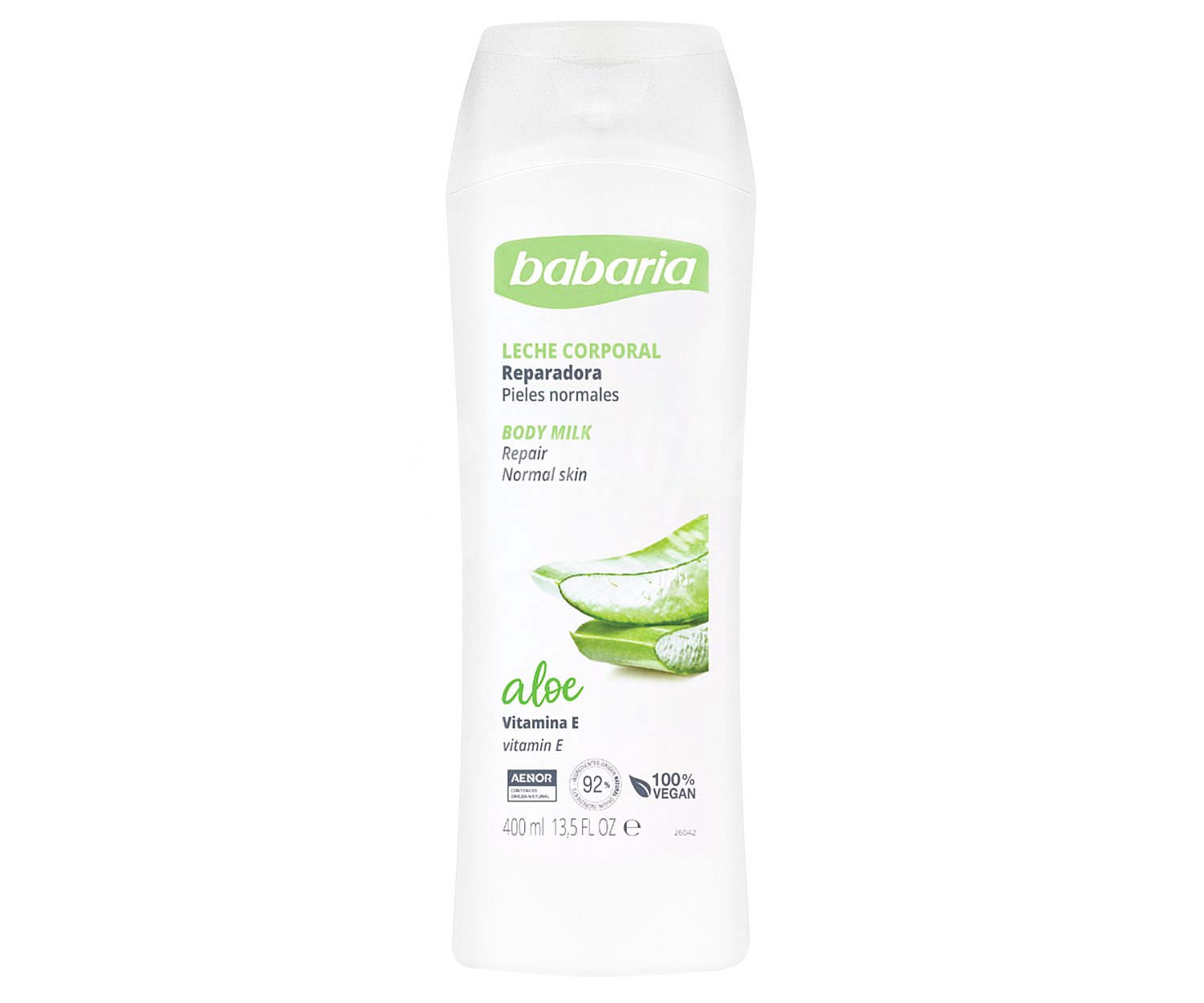 Babaria Leche corporal reparadora, con aloe vera y vitamine E, para pieles normales babaria