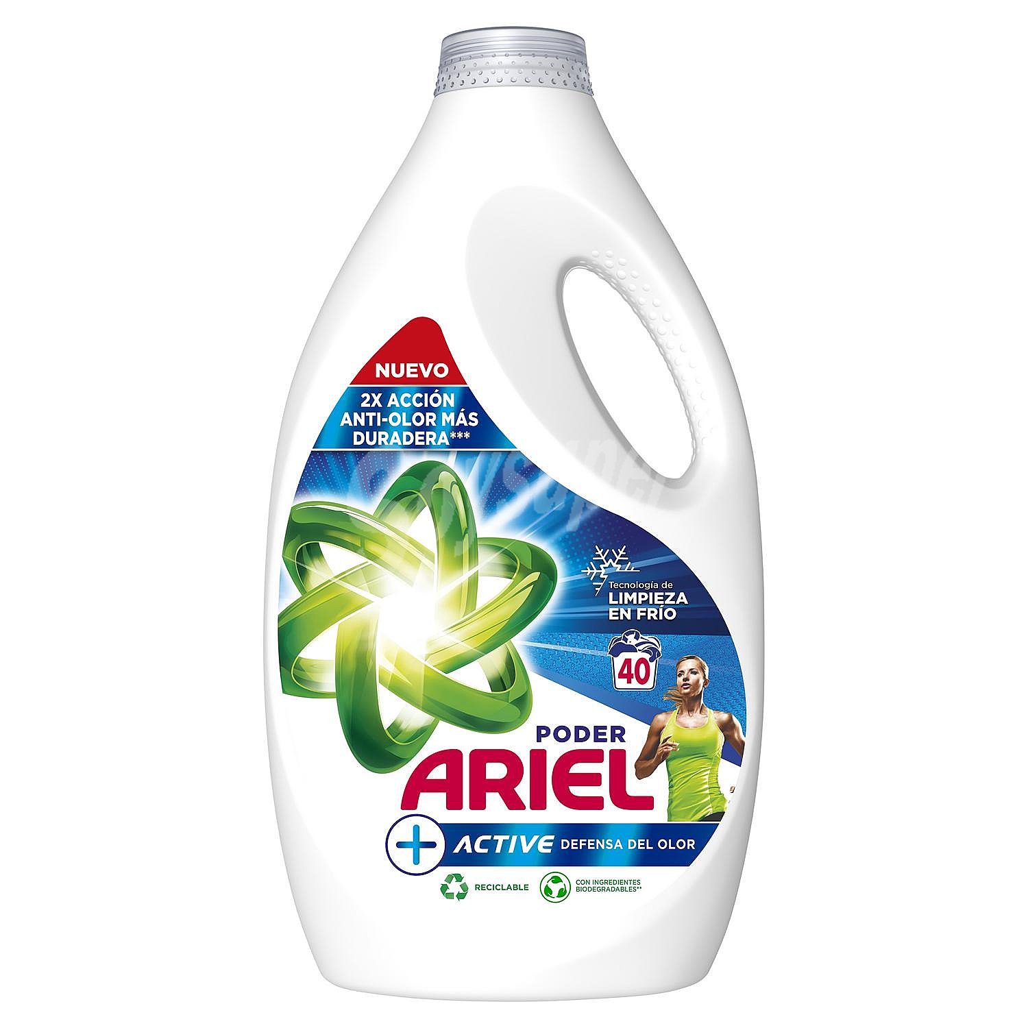 Detergente líquido + defensa activa contra el olor Ariel Active