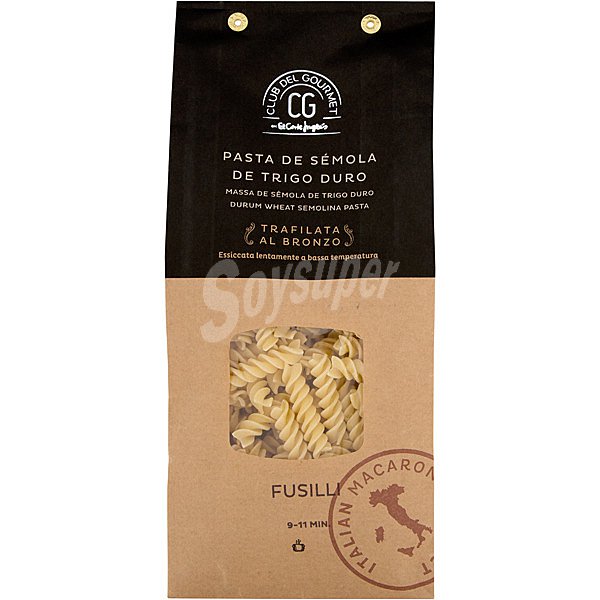 Fusilli pasta de sémola de trigo duro