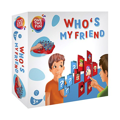 Juego de mesa infantil de deducción ¿quién es mi amigo? 2 jugadores, ONE TWO FUN alcampo