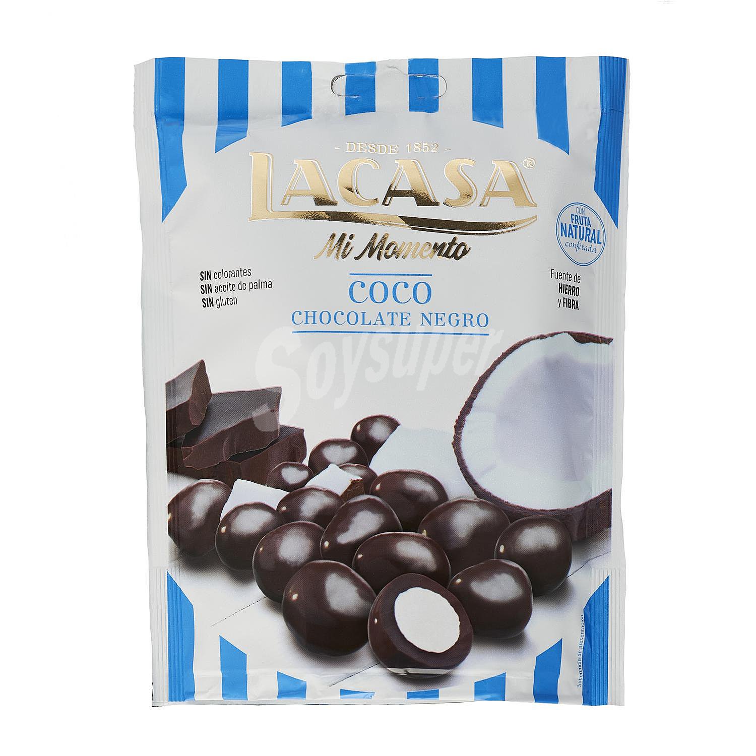 Bombones de chocolate intenso rellenos de coco Mi Momento sin gluten y sin aceite de palma doy G