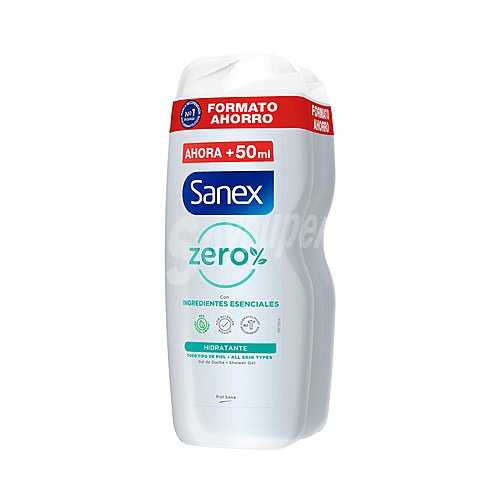 Sanex Zero% Gel para ducha o baño sin jabón, ni sulfatos, ni parabenos, para pieles normales