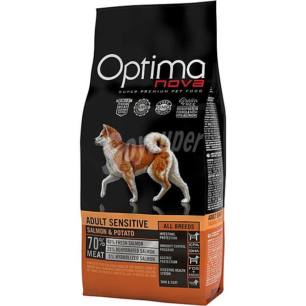 Super premium sensitive ALL breeds pienso para perros adultos con salmón y patata para todas las razas