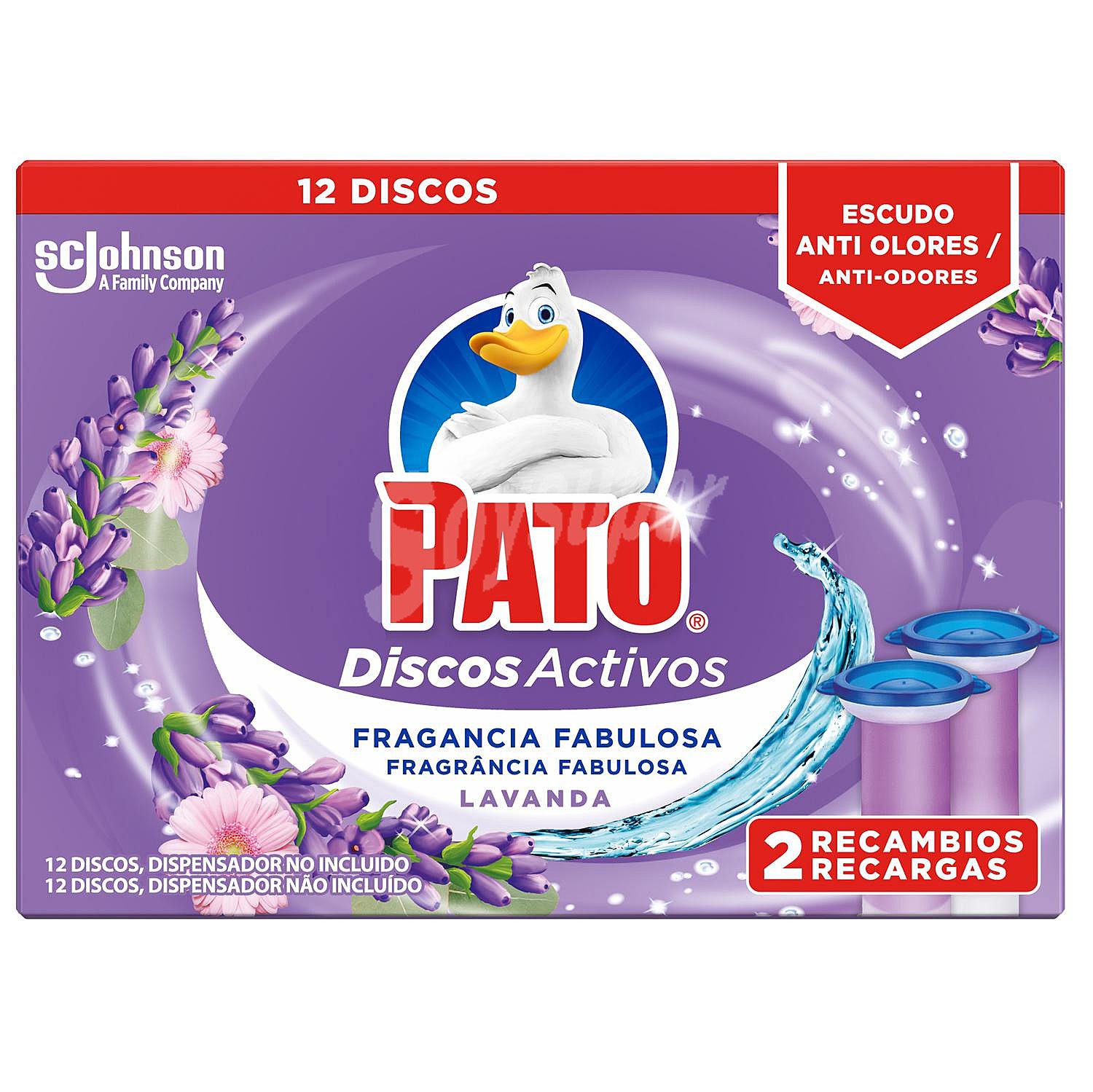 Discos activos inodoros aroma lavanda recambio Pato