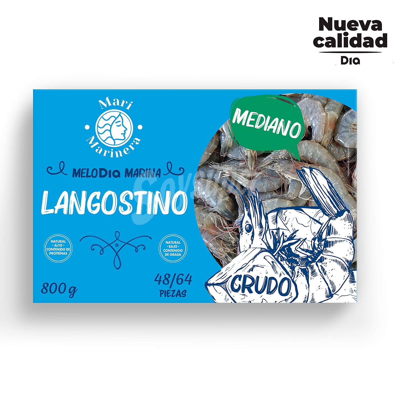 Langostino crudo mediano 48/64 piezas