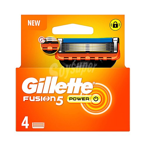 Gillette Recambio de cuchillas de 5 hojas para maquinillas de afeitar gillette Fusión 5 power