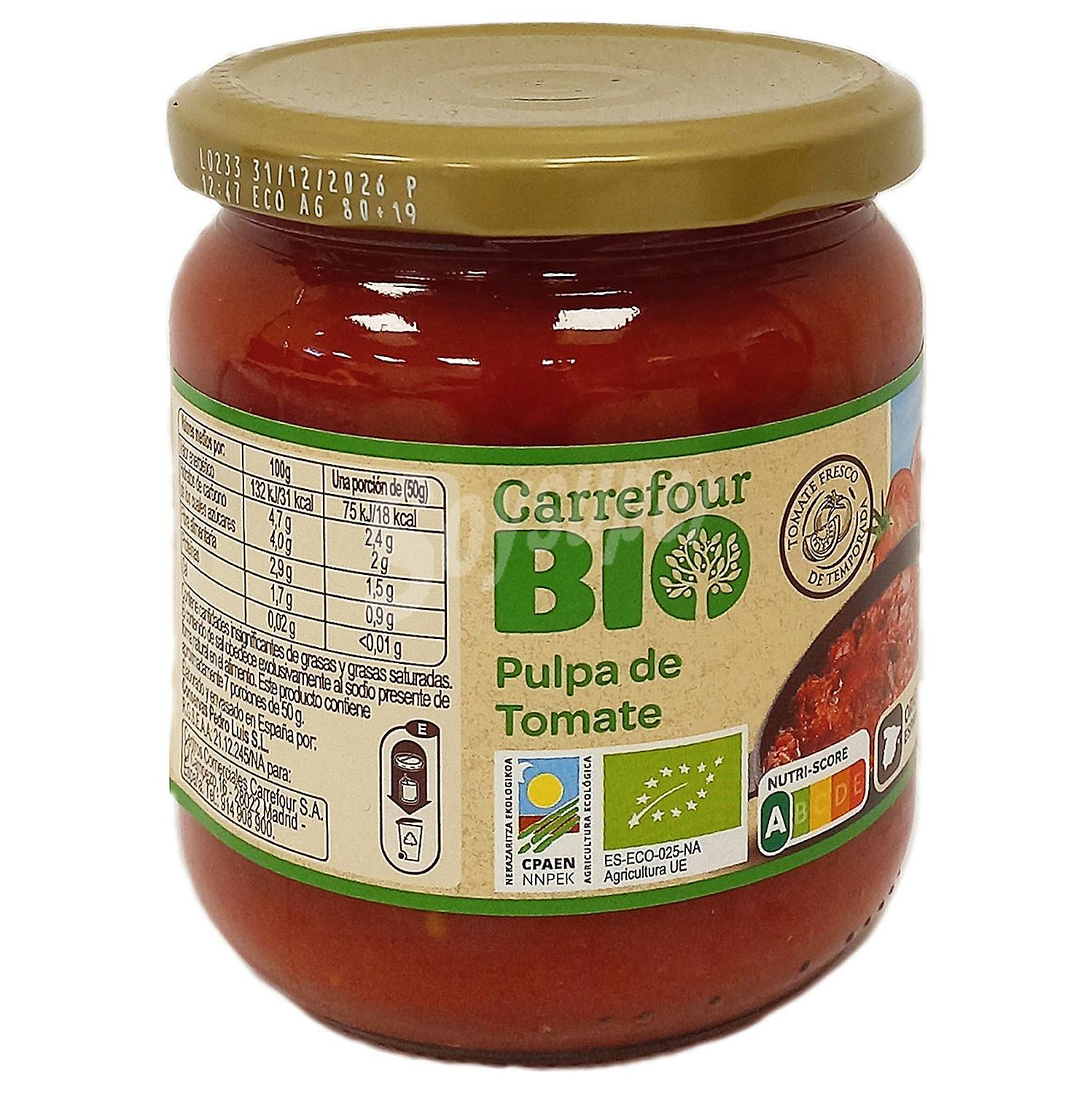 Pulpa de tomate ecológico Carrefour Bio