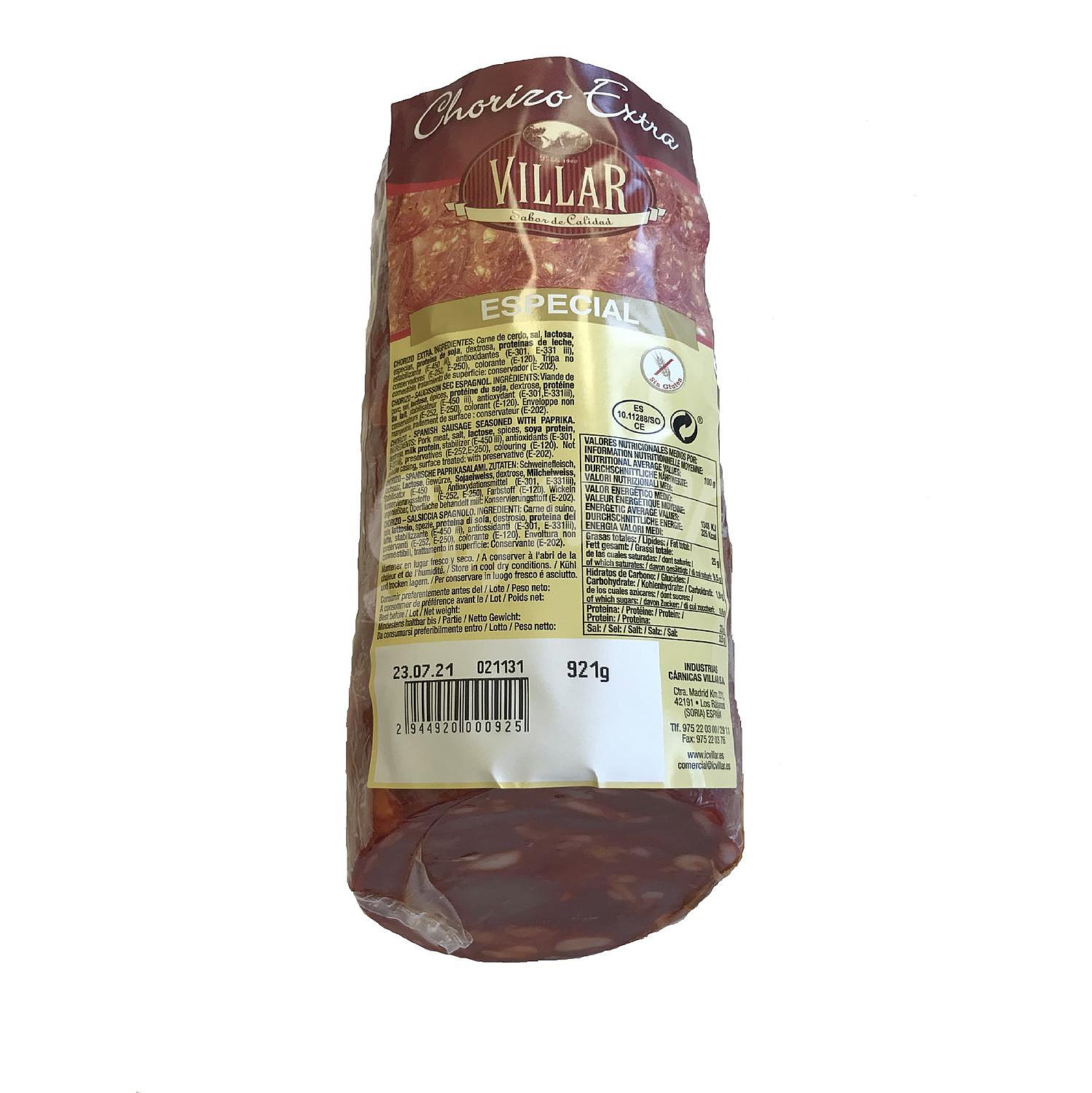 Chorizo extra especial sin gluten