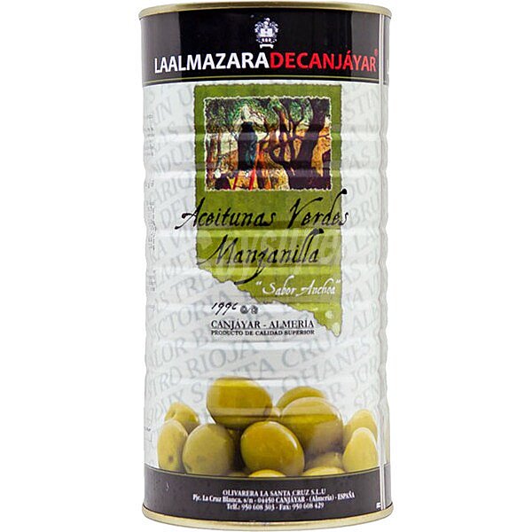 Aceitunas verdes variedad manzanilla sabor anchoa